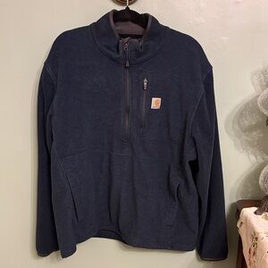 Carhartt Half Zip Fleece Pullover Navy Workwear Chest Pocket Men’s XL